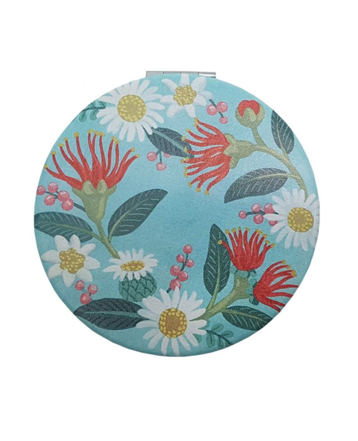 Flowers on Aqua Cosmetic Mirror