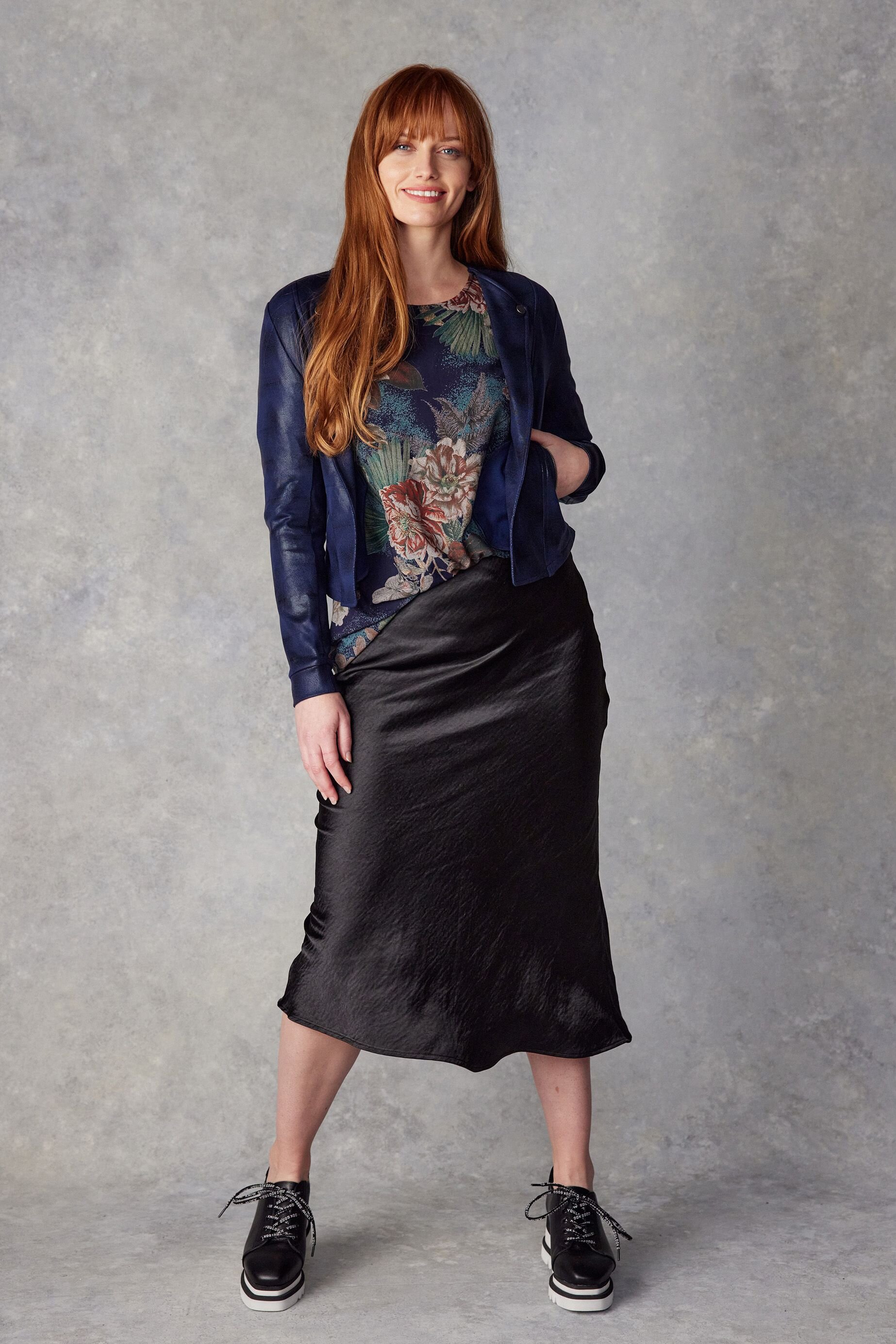 Bias cut leather outlet skirt