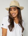 Natural with Black Trim Straw Fedora