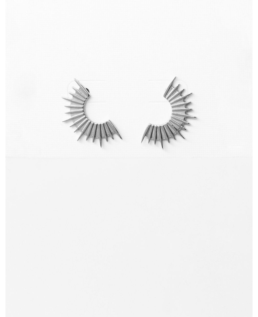 Half Circle Spikes Silver Earrings