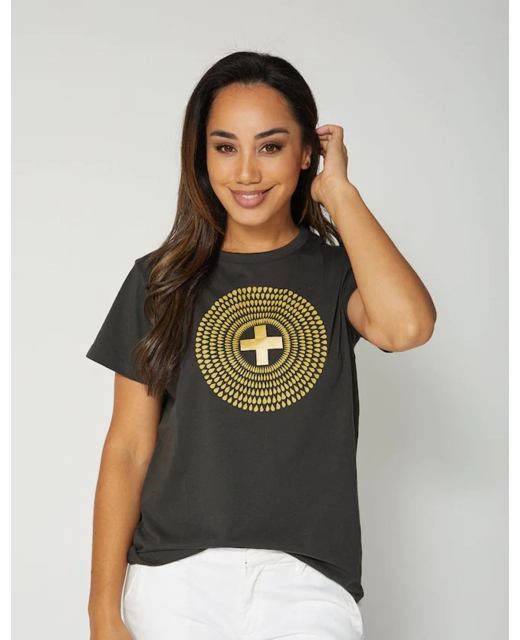 Black with Gold Circle Drops Tee