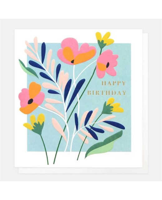 Blue Floral Birthday Card