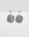 Diamonte with Beaten Disc Silver Earrings