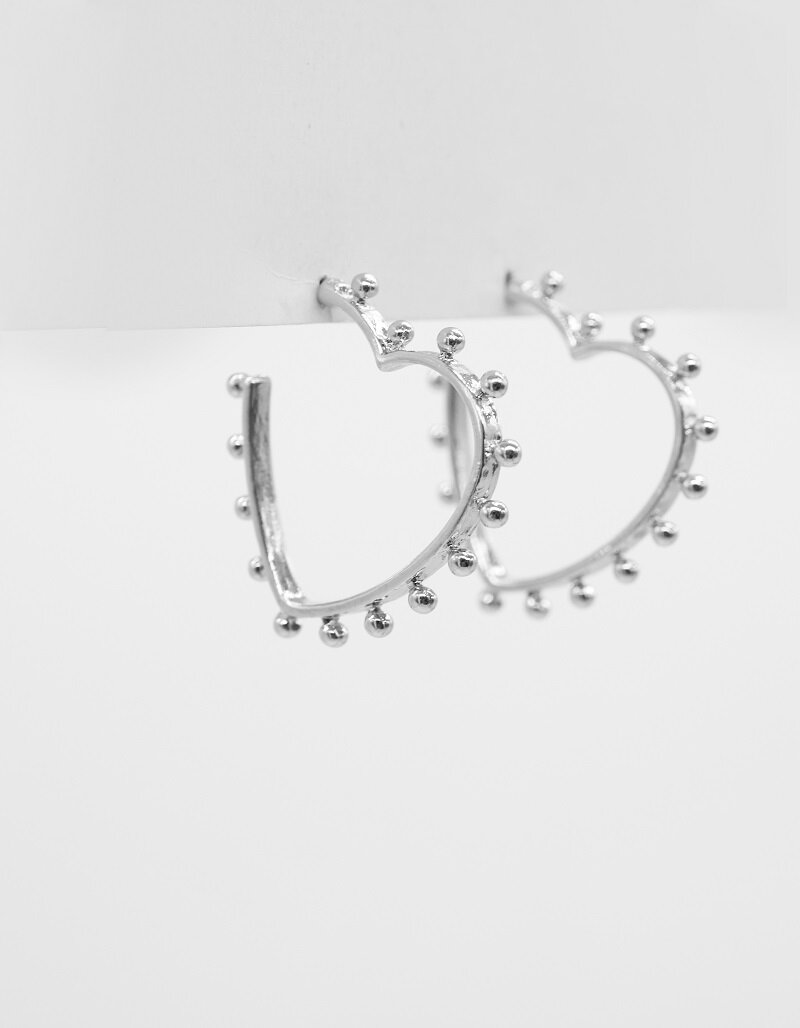 Silver Heart Hoop with Balls Silver Earrings - Brand-Stella & Gemma ...