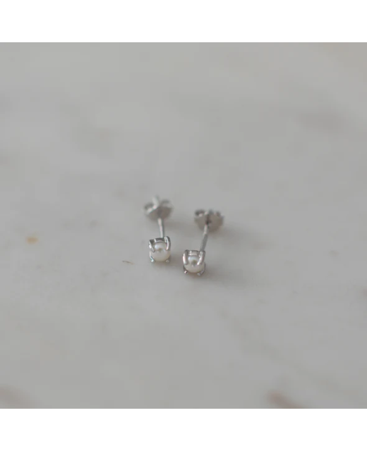 Mini Pearl Studs Silver