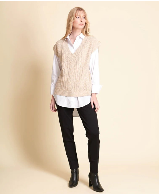 V Neck Cable Knit Vest