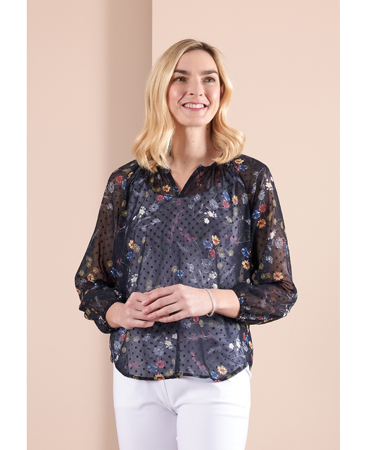 Memo Peasant V Neck Blouse