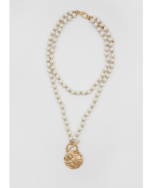 Stella + Gemma Double White Bead Necklace