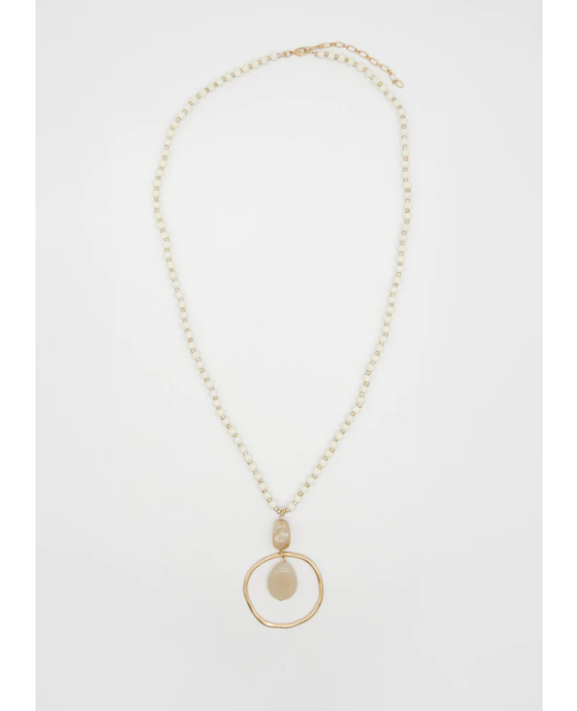 Stella + Gemma Long White Wood Necklace