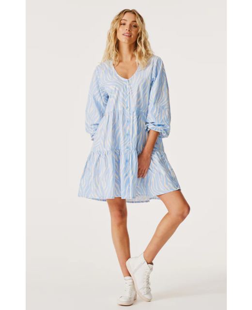 Cartel & Willow Indianna Mini Dress - Ice Blue Zebra