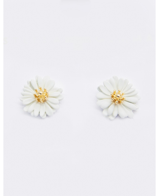 Stella + Gemma Flower Earrings - Snow White