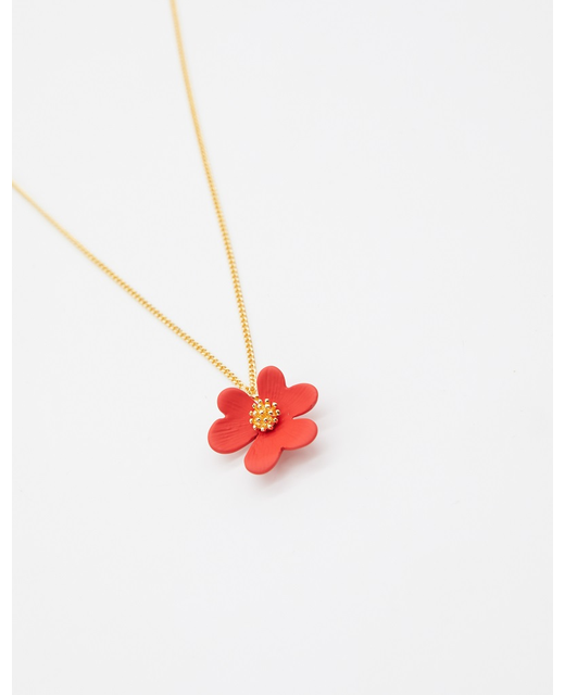 Stella + Gemma Flower Necklace - Tomato with Gold Stamen