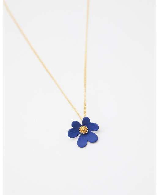 Stella + Gemma Flower Necklace - Navy with Gold Stamen