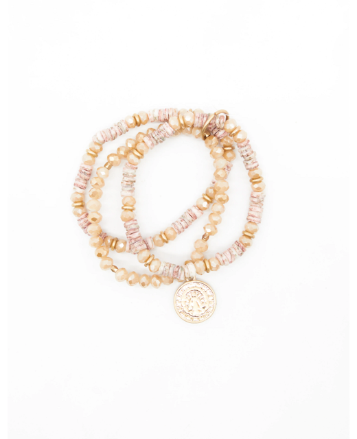 Stella + Gemma Beads wtih Beaten Disc Bracelets