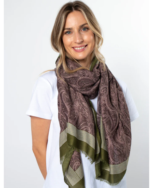 Stella + Gemma Paisley Rose And Fern Scarf