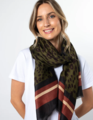 Stella + Gemma Khaki Leopard Red Brick Stripe Scarf