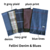 Parisian Fellini Denim & Blues Scarf