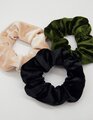 Velvet Scrunchie Set of 3 - Black, Forest & Beige