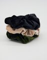 Velvet Scrunchie Set of 3 - Black, Forest & Beige