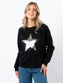 Stella + Gemma Classic Sweater - Black with Silver Sequin Star