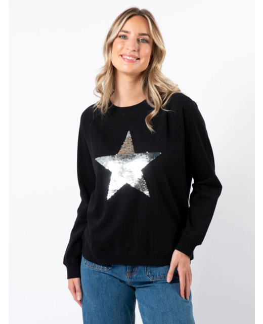 Stella + Gemma Classic Sweater - Black with Silver Sequin Star