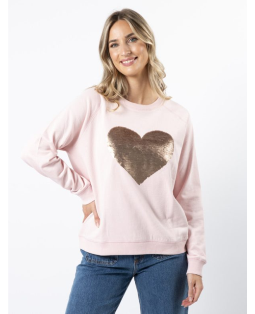 Stella + Gemma Classic Swearter - Marshmallow with Beige Sequin Heart