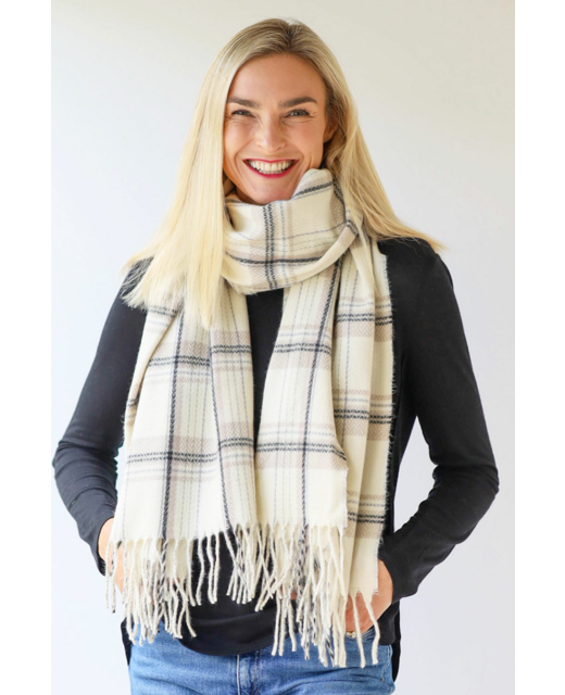 Archer House Tasselled Check Winter Scarf