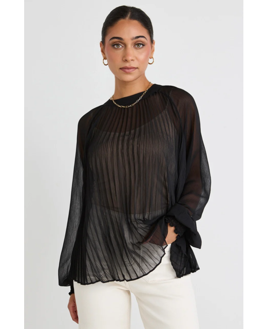 By Rosa Corral Sheer Pleated Swing Top