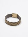 Stella + Gemma Bracelet Wrap Gold Chains on Grey Leather