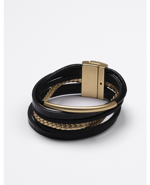 Stella + Gemma Bracelet Wrap Black & Matt Gold