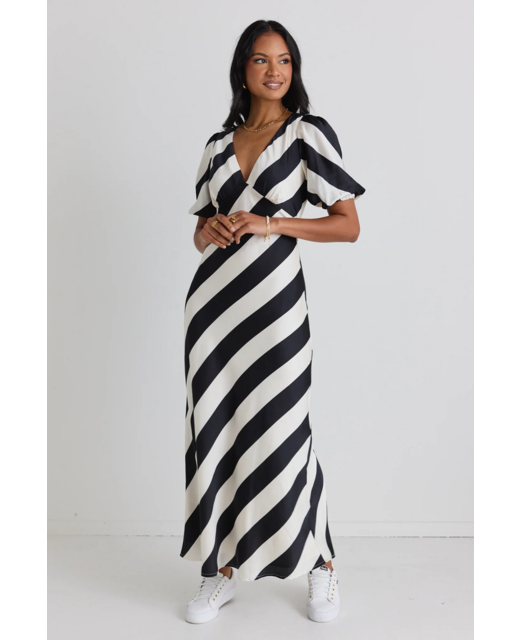 Among The Brave Amora Stripe Shirt Midi Dress