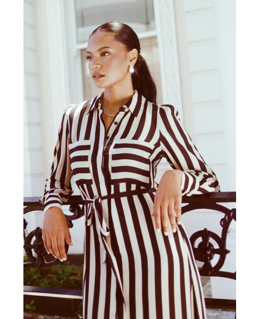 Among The Brave Cyprus Stripe Shirt Midi Dress