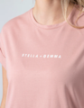 Stella + Gemma Rose with White Logo Cuffed Sleeve T-Shirt