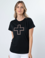 Stella + Gemma Black Antique Rose Cross T-Shirt