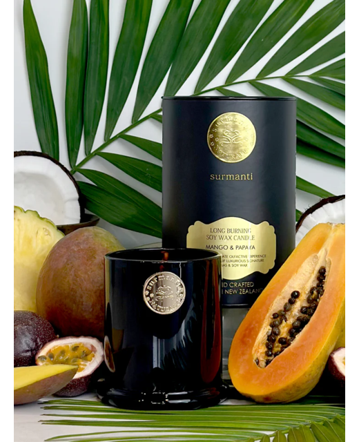 Surmanti Long Burning Eco Soya Candle 250g - Mango, Papaya & Coconut