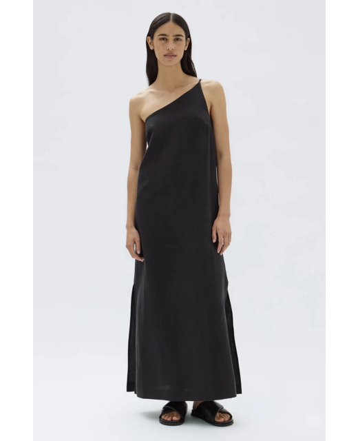 Assembly Label Farriday Silk Linen Asymmetric Midi Dress