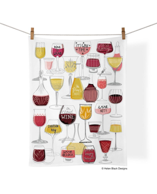 Livewires Wine Time Cotton Tea Towel