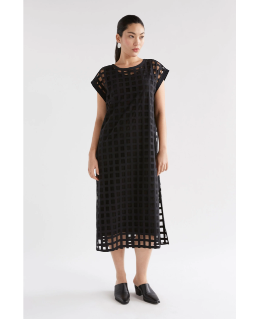 Elk Grid Burnout Midi Dress