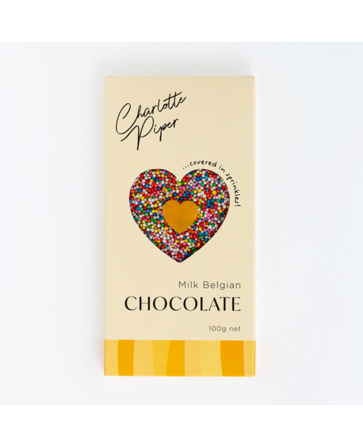 Charlotte Piper Belgian Milk Chocolate Bar with Sprinkles 100g