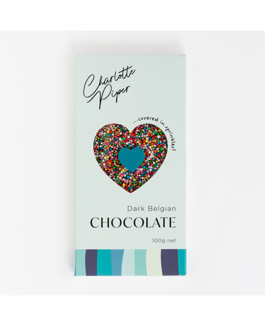 Charlotte Piper Belgian Dark Chocolate Bar with Sprinkles 100g