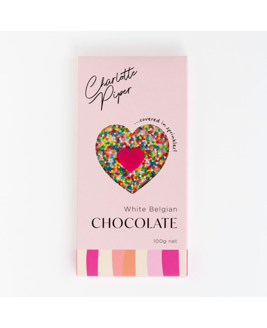 Charlotte Piper Belgian White Chocolate Bar with Sprinkles 100g