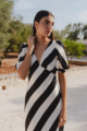 Among The Brave Amora Stripe Shirt Midi Dress