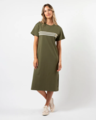 Stella + Gemma Maxie T-Shirt Dress - Khaki White Stripes