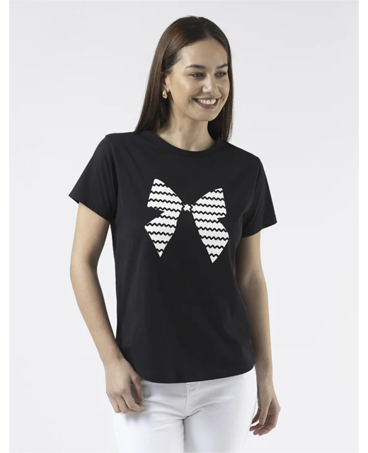 Stella + Gemma Ace Tee - Black with White Bow