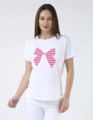 Stella + Gemma Ace Tee - White with Hot Pink Bow