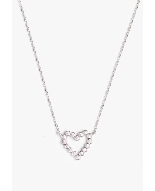 Stella + Gemma Silver Crystal Heart Necklace