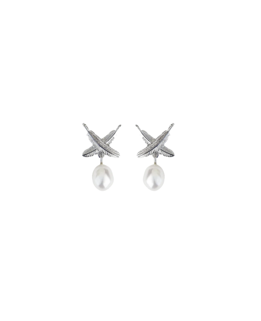 Boh Runga Feather Kiss Pearl Studs