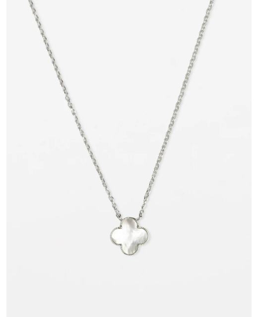 Stella + Gemma Silver Mop Clover Necklace